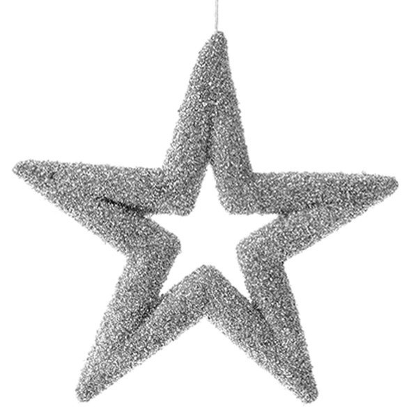 Χριστουγεννιάτικο Αστέρι Οροφής - Βιτρίνας, Ασημί (37cm)
